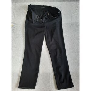 J. Crew Women's 6 Tapered Flat Front Stretch Ankle Solid Black Pants‎ Polyester